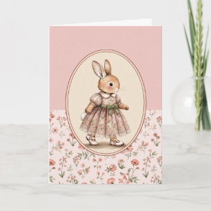 Cartão de Saudação Vintage Bunny Girl, Coelho Flor