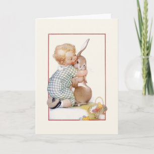 Cartão de Saudação Vintage Easter Bunny Hugs