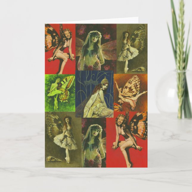 Cartão de Saudação Vintage Fairies (Frente)