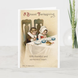 Cartão de Saudação Vintage Pilgrim Children