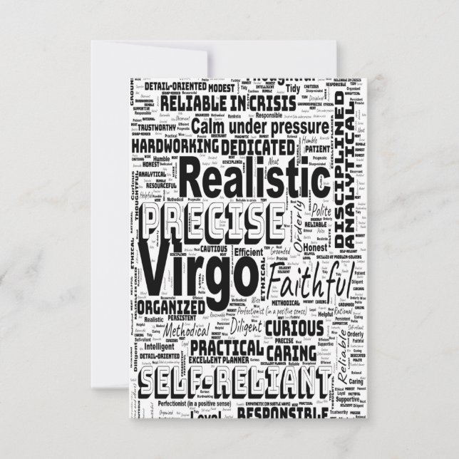 Cartão de Saudação Virgo Zodiac Word Cloud Inspira (Frente)