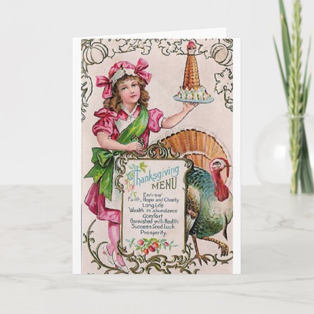 Cartão de Saudação Vitoriano de Ação de Graças (Frente)