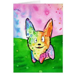 Cartão de Saudação Wackl Rainbow Watercolor Corgi