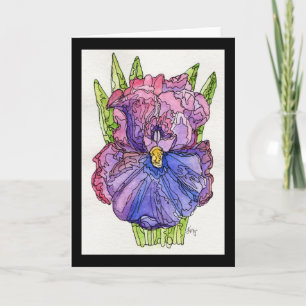 Cartão de Saudação - Watercolor & Ink Purple Iris