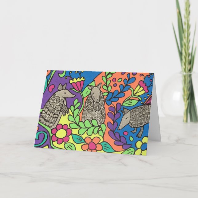 Cartão de Saudação Whimsical Armadillos (Frente)