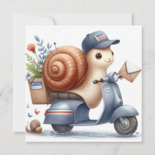 Cartão de saudação Whimsical "Scootin' Snail Mail"