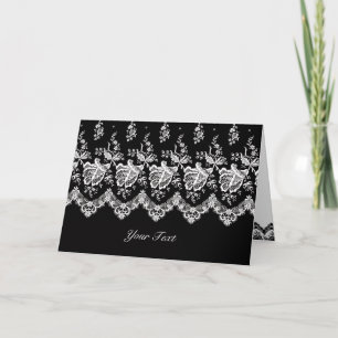 Cartão de Saudação White Rose Lace A7 (preto)