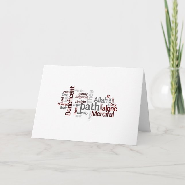 Cartão de Saudação Wordle Surah Al-Fatiha (Frente)