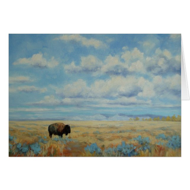 Cartão de Saudação Wyoming Bison Fine Art All Occa (Frente Horizontal)
