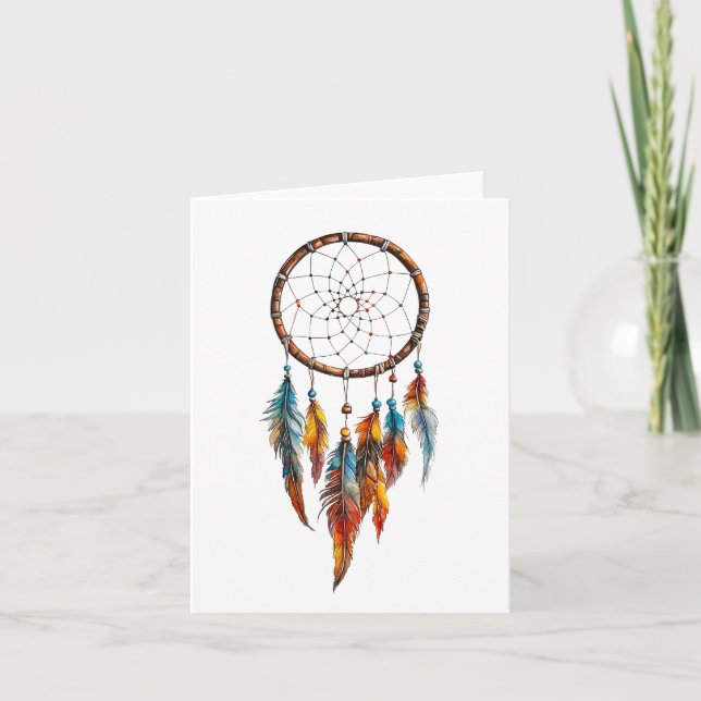 Cartão de Saudações Bohemian Feather Dreamcatcher (Frente)