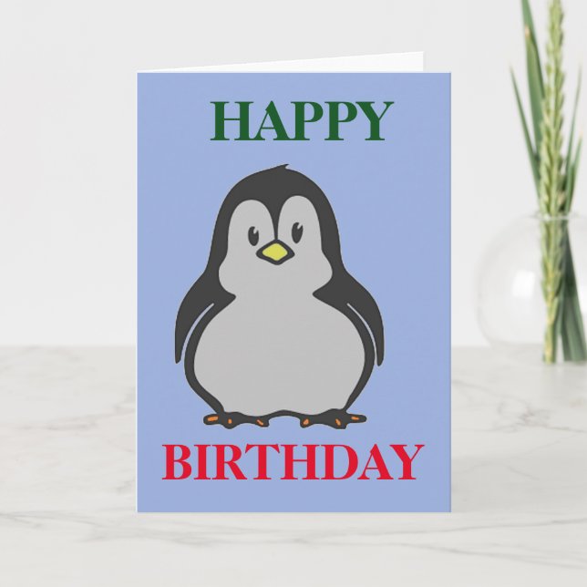 Cartão de Saudações de Aniversário Feliz de Pingui (Frente)