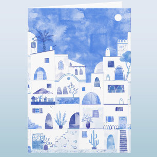 Cartão de Saudações de Arte em Aquarela Grega de S