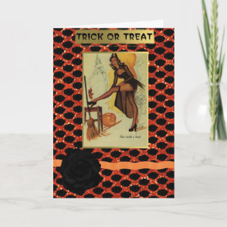 cartão de saudações de garotas do halloween pin