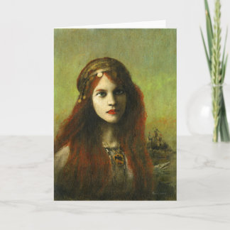 Cartão de Saudações de Menina Celta Pré-Raphaelite
