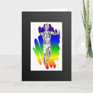 Cartão de Saudações do Rainbow, corredor vitorioso