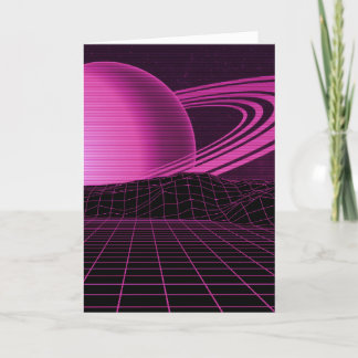 Cartão de Saudações Retrowave Rosa