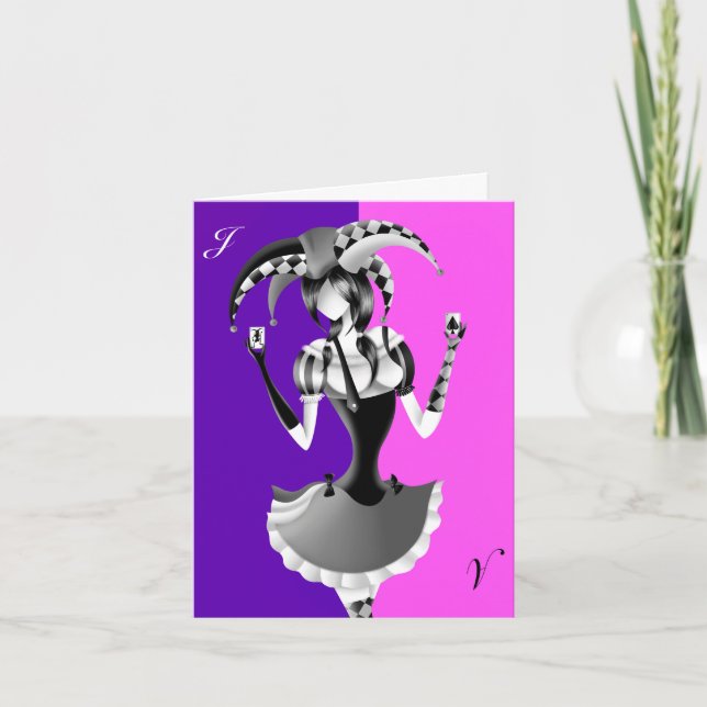 Cartão de Saudações Rosa e Roxo do Bobo Extravagan (Frente)