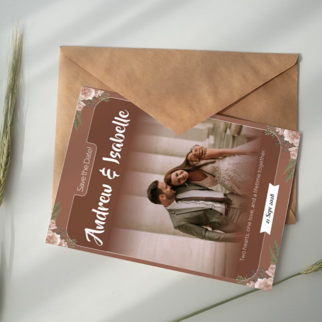 Cartão de Save the Date Boho Arco Simples Sage (Criador carregado)