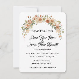 Cartão de Save the Date com Arco Floral Romântico