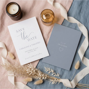 Cartão de Save The Date de Casamento Azul Poeirent