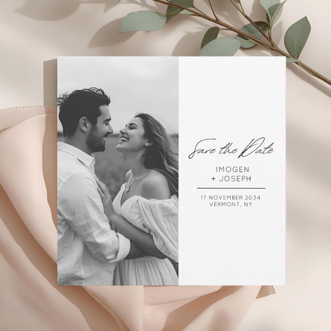 Cartão de Save The Date de Casamento Chic Foto Chi (Criador carregado)