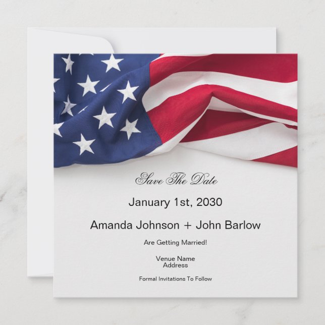 Cartão de Save The Date de Casamento com Bandeira  (Frente)