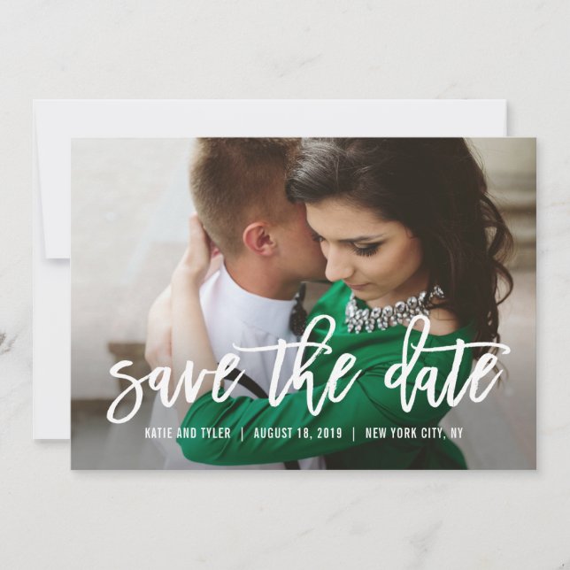 Cartão de Save The Date de Casamento com Caligrafi (Frente)