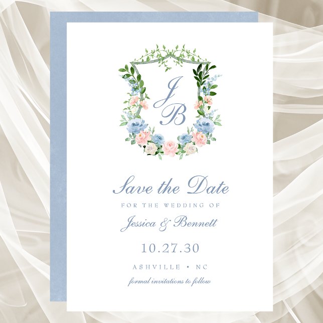 Cartão de Save The Date de casamento com crista fl (Criador carregado)