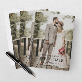 Cartão de Save the Date de Casamento com Foto e Le