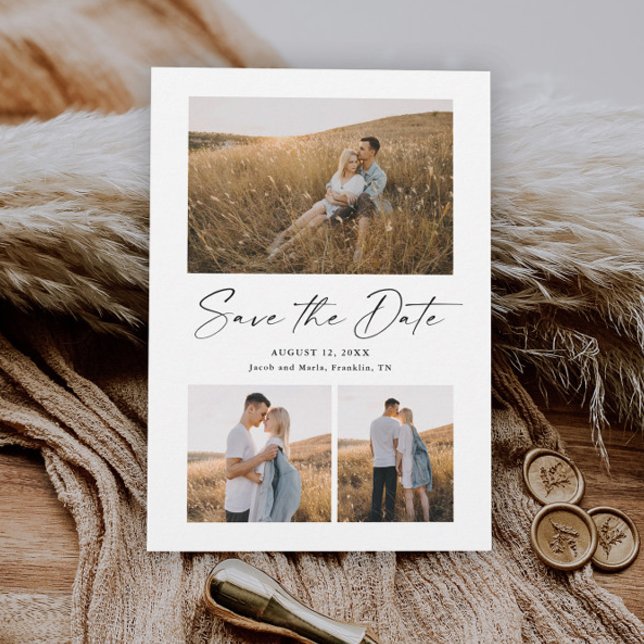 Cartão de Save The Date de Casamento com Foto e Le (Criador carregado)