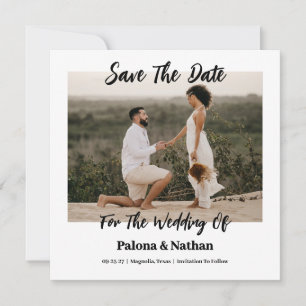 Cartão de Save the Date de Casamento com Foto e Le