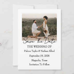 Cartão de Save the Date de Casamento com Foto e Le