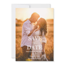 Cartão de Save the Date de Casamento com Foto e Le