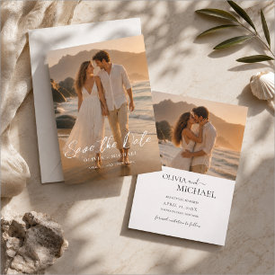 Cartão de Save The Date de casamento com foto eleg