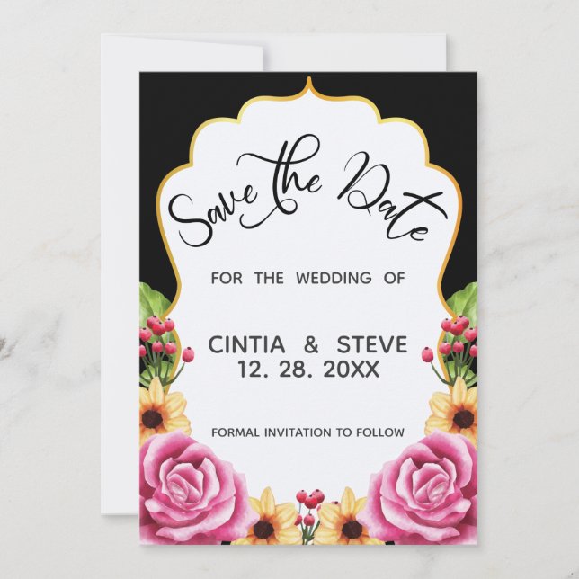 Cartão de Save The Date de Casamento com Moldura F (Frente)