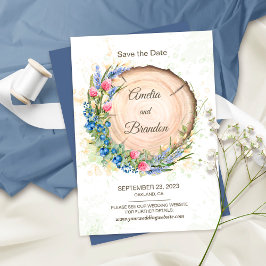 Cartão de Save the Date de Casamento de Flores Sil