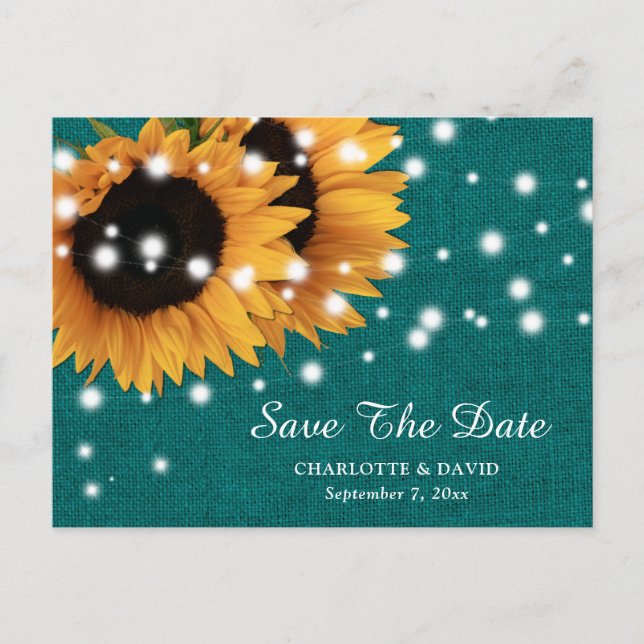 Cartão de Save The Date de Casamento de Girassol A (Frente)