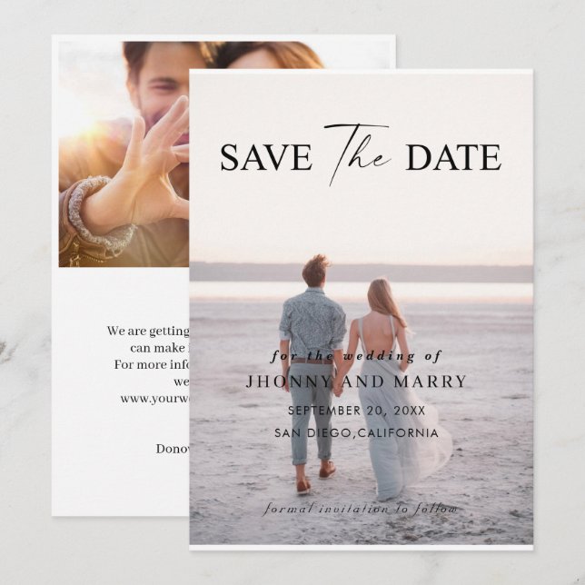 Cartão de "Save the Date" de Casamento Editável –  (Frente/Verso)