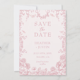 Cartão de Save The Date de casamento em azul empoe
