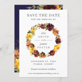 Cartão de Save the Date de Casamento Floral Amarel