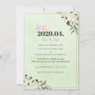 Cartão de Save the Date de casamento floral em ver