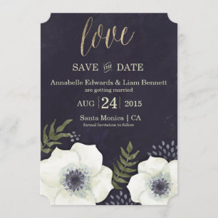 Cartão de Save the Date de Casamento Flores Noturn