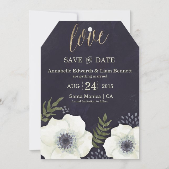 Cartão de Save the Date de Casamento Flores Noturn (Frente)