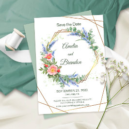 Cartão de Save the Date de Casamento Lavanda Rústi