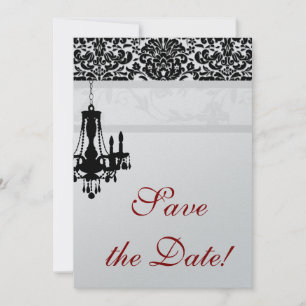Cartão de Save the Date de Casamento Lustre Preto 