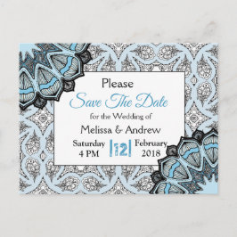 Cartão de Save the Date de casamento Mandala Preto