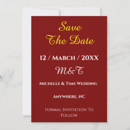 Cartão de Save the Date de Casamento Maroon | Eleg