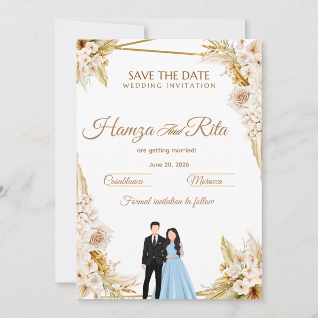 Cartão de Save The Date de casamento pela primeira (Frente)