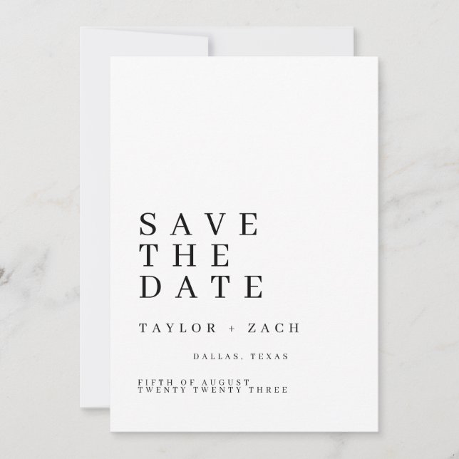 Cartão de save the date de casamento simples e lim (Frente)