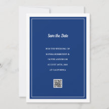 Cartão de Save the Date de Código QR Azul Marinho 